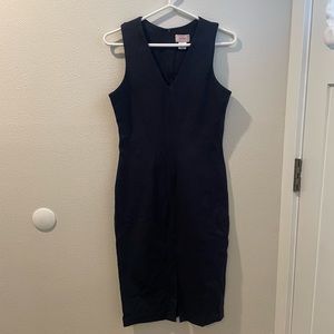 Navy Love Ady Sleeveless Bodycon Midi Dress with Front Slit